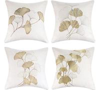 Revêtements de sol en polyester 40 x 40 cm, lot de 4 pièces, motifs de plantes d'automne, motifs de feuilles, coussins décoratifs d'extérieur, housses d'extérieur douces, pour l'extérieur, rideaux d'e