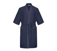 Revise RE-521 Kimono - Peignoir Homme - 100% Coton Gaufré, bleu foncé, M