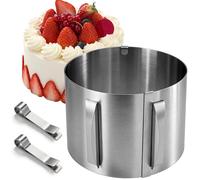 Revkknv Cercle à Pâtisserie Réglable H10cm, avec Échelle Visuelle, Ø16-30cm | Adjustable Extendable Circle Cake, Cercle à entremets rond en inox, Parfait pour Mousse, Entremets, Pâtisserie