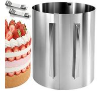 Revkknv Cercle à Pâtisserie Réglable H20cm, avec Échelle Visuelle, Ø16-30cm | Adjustable Extendable Circle Cake, Cercle à entremets rond en inox, Parfait pour Mousse, Entremets, Pâtisserie