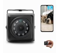 REVODATA Caméra IP 5 MP Mini POE IP65 étanche, Ultra HD 2880 x 1620, vision nocturne infrarouge, objectif 3,6 mm, zoom 75°, détection de mouvement, connexion APP/NVR/PC (I704-3-P-TS métal)