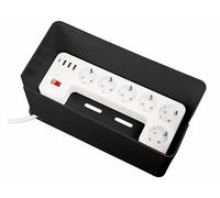Revolt Multiprise 6 prises secteur + 4 USB avec boîte de rangement - coloris noir