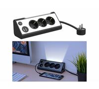 Revolt Multiprise d'angle 3 prises avec 2 ports USB et veilleuse LED