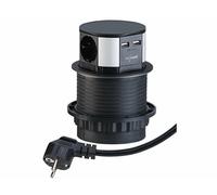 Revolt Multiprise de bureau encastrable et rétractable avec 3 prises 230V et 2 x USB