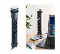 Revolt Multiprise encastrable pour bureau, 3 prises 230V + 2 USB