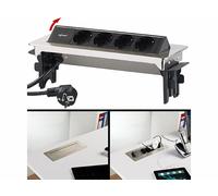 Revolt Multiprise encastrée 3500 W en acier inoxydable avec 4 prises