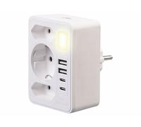 Revolt Multiprise murale avec 4 ports de charge USB-A / USB-C et veilleuse