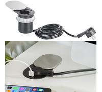 Revolt Prise de bureau ronde encastrée avec port de chargement USB - Coulissante