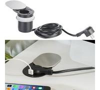 Revolt Prise de bureau ronde encastrée avec port de chargement USB - Coulissante