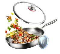 Revuterc Poele Titanex,2026 Neu PoêLe Titane Pur Avec couvercle, 26/28/30 AntiadhéSive, Compatible Induction & Tous Feux, Surface MarteléE RéSistante Aux Rayures，28cm