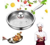 Revuterc Titanex Pan,PoêLe En Titane Pur,Poele Titane Induction,Poele Titane Martelé,PoêLe à Frire En Titanes Non RevêTue Haut De Gamme Pour La Cuisine, AntiadhéSive, éPaisse (Avec Couvercle, 26cm)