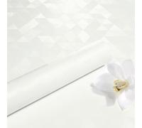 ReWallpaper 40CMx7M Papier Peint Adhesif Mural Blanc Motif Geometrique Film Adhésif Effet Brossé Decoratif Meuble Tiroir Texturé Papier Peint Autocollant Salle De Bain Imperméable Blanc