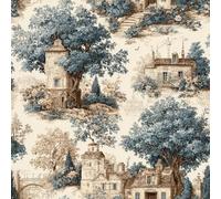 ReWallpaper 44.5CMx7M Beige Papier Peint Adhesif Mural Toile De Jouy Salle à Manger Revetement Adhesif Meuble Rustique Amovible Rouleau Papier Autocollant Mural Salle De Bain Imperméable
