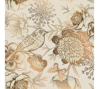 ReWallpaper 44.5CMx7M Beige Papier Peint Autocollant Salle De Bain PVC Vintage Beige Revetement Mural Fleuri et Oiseau Doré Salle à Manger Couloir Rouleau Adhesif Decoratif pour Meuble Tiroir