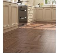 ReWallpaper Dalle PVC Adhesive Sol Bois Marron Lino Sol Adhesif pour Chambre Cuisine Imperméable 30cmx30cm Épais Revêtements De 3