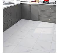 ReWallpaper Dalle PVC Adhesive Sol Marbre Blanc 30cmx30cm Dalles Lino Sols Adhesif Salle De Bain Cuisine Imperméable Blanc Marbre 3