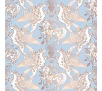 ReWallpaper Papier Adhesif Meuble Bleu Papier Peint Licorne Decoration Chambre Fille 44.5CMx3M Revetement Adhesif Meuble Bleu pour Armoire Tiroir Papiers Peints Adhésif Animaux Enfant