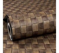 ReWallpaper Papier Adhesif pour Meuble Effet Cannage Papier Peint Autocollant Cannage Marron Foncé 40CMx3M Rotin Papiers Peints Vintage Chambre Film Adhesif Decoratif Mural pour Porte Armoire