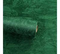 ReWallpaper Papier Adhesif pour Meuble en Tissu Papier Peint Velours Vert 44.5cm×2m Papier Adhésif Décoratif Floqué Vert Foncé Épais Doublure Autocollant pour Tiroir à Bijoux Armoire Cadeau Noel