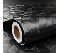 ReWallpaper Papier Adhesif pour Meuble Noir Texturé Rouleau Adhesif Decoratif Armoire Tiroir Moderne Revetement Mural Chambre Salon 40CMx3M Noir Papier Peint Motif Effet Brossé Geometrique