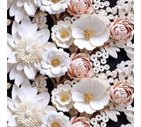 ReWallpaper Papier Peint Rose et Blanc Fleuri Papier Adhesif pour Meuble Vintage Papier Peint Panoramique Nature Effet 3d Vinyle Adhesif Motif Floral pour Salon Chambre Fille 44.5cm×3m