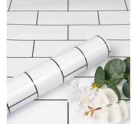 ReWallpaper Vinyle Adhesif Carreaux Blanc Brillant 40CMx7M Rouleau Adhesif Decoratif Carrelage Papier Peint Salle De Bain Imperméable Blanc Film Adhesif pour Meuble Armoires Placards Amovible