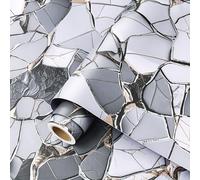 ReWallpaper Vinyle Adhesif Marbre Gris Blanc Papier Peint Autocollant Salle De Bain 40CMx7M Stickers Porte Placard Meuble Épais Papier Peint Adhésif Marbre Gris pour Credence Fond d'Écran TV