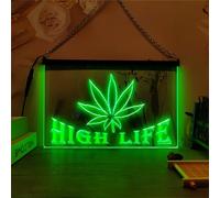 REWIS Enseigne au néon LED Feuille de Marijuana, Feuille de Chanvre 7 Couleurs Gradation néon lumières tenture Murale décor Lumineux USB alimenté avec variateur de télécommande,B,40x30cm