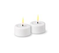 ReWu Bougie Chauffe-Plat LED 2 Pièces Deluxe Homeart, Intérieur avec Flamme Réaliste, Lumière Blanche Chaude - Blanc