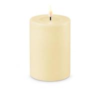 ReWu Deluxe Homeart - Bougie LED d'intérieur avec flamme réaliste sur un miroir en cire véritable - Lumière blanche chaude - Crème - 7,5 x 10 cm