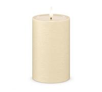 ReWu Deluxe Homeart Unique Bougie LED Crème 7,5 x 15 cm | Bougie pilier LED d'intérieur - Flamme réaliste - Miroir en cire véritable - Fait à la main