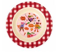 ReWu Rice Assiette creuse en mélamine rouge Motif super-héros 20 cm 200 ml | Forme ronde profonde, sans BPA, de qualité alimentaire, sans goût, passe au lave-vaisselle, résistant à la chaleur jusqu'à 70