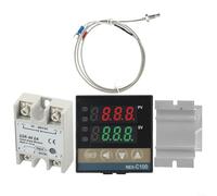 REX-C100 Kit de régulateur de température PID 0-1300C | Sonde de dissipateur thermique en aluminium de type K | pour four industriel SSR 40DA
