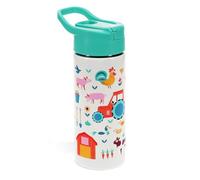Rex London Gourde en acier inoxydable avec couvercle à bouton-pression, paille et poignée de transport pour env. 500 ml