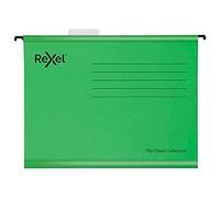 Rexel Classic 2115591 Lot de 25 dossiers suspendus renforcés pour armoires de classement, fond en V de 15 mm, carton 100% recyclé, vert