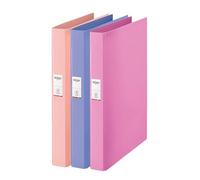 Rexel Solea Lot de 3 classeurs A4 à 2 anneaux, dos de 25 mm, capacité de 190 feuilles, pour l'organisation de documents à la maison, à l'école ou au bureau, assortis (bleu, rose, pêche)