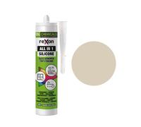 REXON Mastic Silicone Tout Usage - Calcaire beige - Sanitaire/Bain & Cuisine/Carrelage/Bâtiment - Extérieur et intérieur - Convient au bois, pierre, travertin et vitre (290 ml)