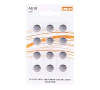 Rey Lot de 12 Piles AG10 1,5 V Type Bouton au Lithium, LR1130, LR54, L1131, 189, GP89A, 389, SR1130W, SR1130SW