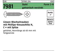 Reyher DIN 7981 Acier 2,9x6,5 -C-H Galv. zingué passivé gal Zn S