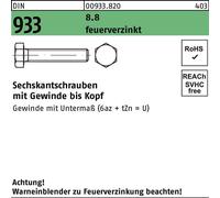 Reyher DIN 933 8.8 U M24x50 galvanisé à chaud tZn S