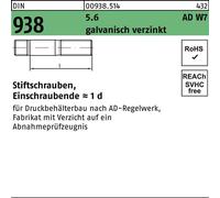 Reyher goujons DIN 938 5.6 M 12x70 Zn, AD W7 009385140120070 (50 pièces)
