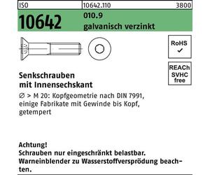 Reyher Vis à tête fraisée ISO 10642 010.9 M 12x35 vz A2F 106421100120035 (100 pièces)