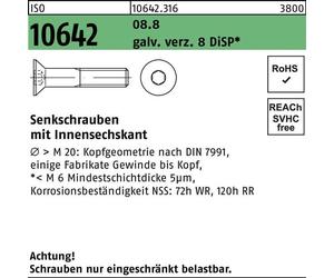 Reyher Vis à tête fraisée ISO 10642 08.8 M 5x20 Zn DiSP 106423160050020 (500 pièces)