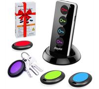 Key Finder, Reyke Remote Finder Localisateur d'objets sans fil RF avec lampe torche LED pour clés, portefeuille, téléphone et suivi d'animaux domestiques (émetteur RF, 4 récepteurs)