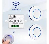 RF 433MHz sans fil 10A relais récepteur télécommande interrupteur de lumière 220V 110V Mini bouton rond panneau mural interrupteur pour lampe à LED 1 Receiver 2 Remote