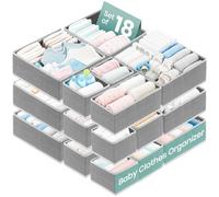 RFAQK Lot de 18 organiseurs de tiroir pour vêtements, 3 tailles, organiseurs de commode pour sous-vêtements, vêtements de bébé, séparateurs de tiroir pliables en tissu pour chambre à coucher, lingerie