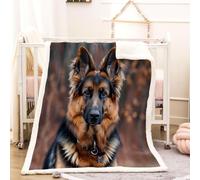 RFFLUX 3D Berger Allemand Couverture 130x150 cm 1 Personne Moelleuse Douce et Chaude Animaux Chiens Sherpa Couverture Polaire en Microfibre Canapé La Chambre Jete de lit Blanket（Style 220-16）