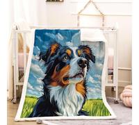 RFFLUX 3D Chien De Berger Couverture 150x200 cm 2 Personnes Moelleuse Douce et Chaude Animaux Chiens Sherpa Couverture Polaire en Microfibre Canapé La Chambre Jete de lit Blanket（Style 216-16）