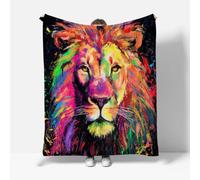 RFFLUX 3D Lion Couverture 180x220 cm 2 Personnes Douce et Chaude Plaid Couverture Résumé Animaux Blanket en Microfibre Flanelle Canapé La Chambre Jete de lit（Style 230-19）