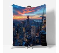 RFFLUX 3D New York Couverture 180x220 cm 2 Personnes Douce et Chaude Plaid Couverture New York Blanket en Microfibre Flanelle Canapé La Chambre Jete de lit（Style 228-13）